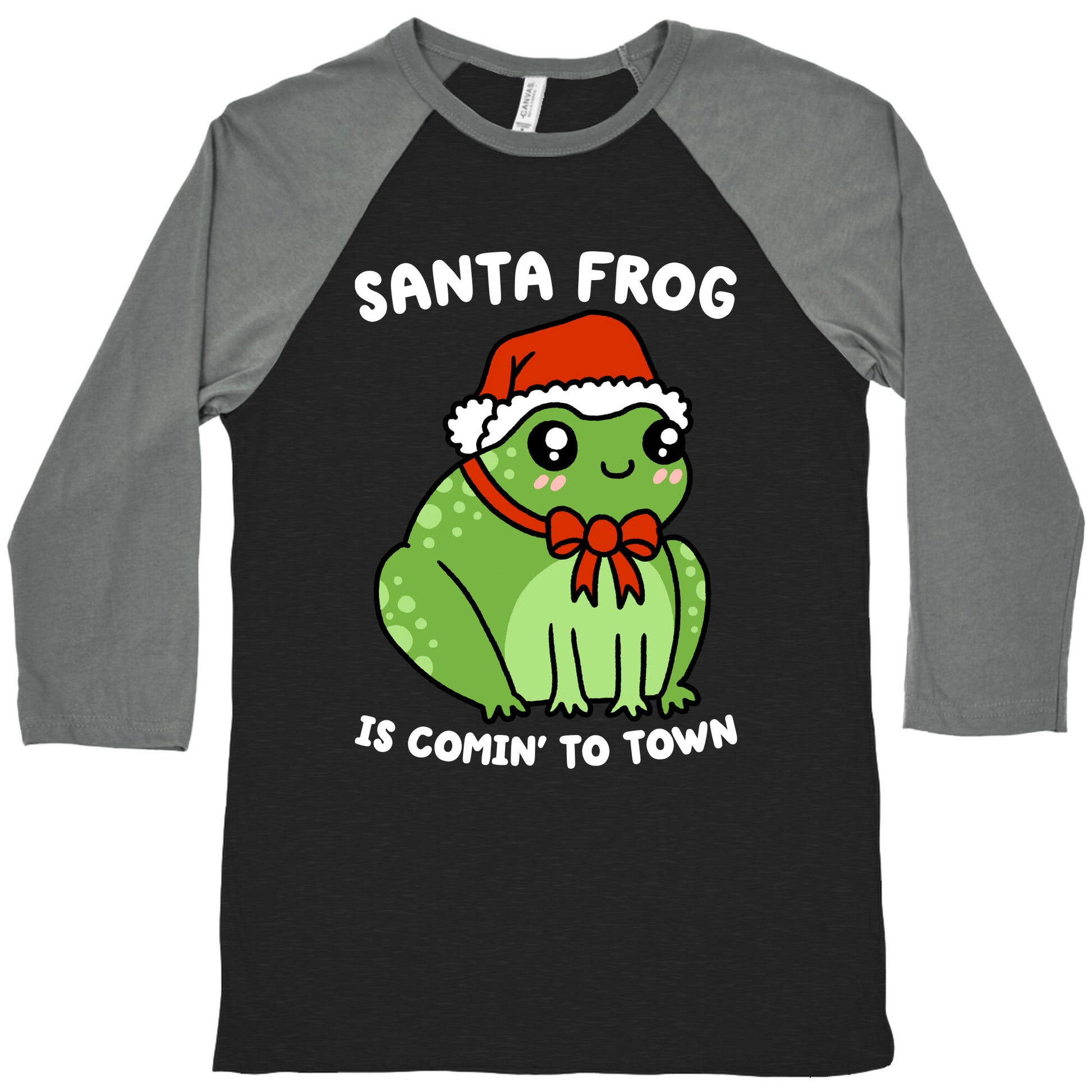 Santa Frog Is Comin' To Town Baseball Tee