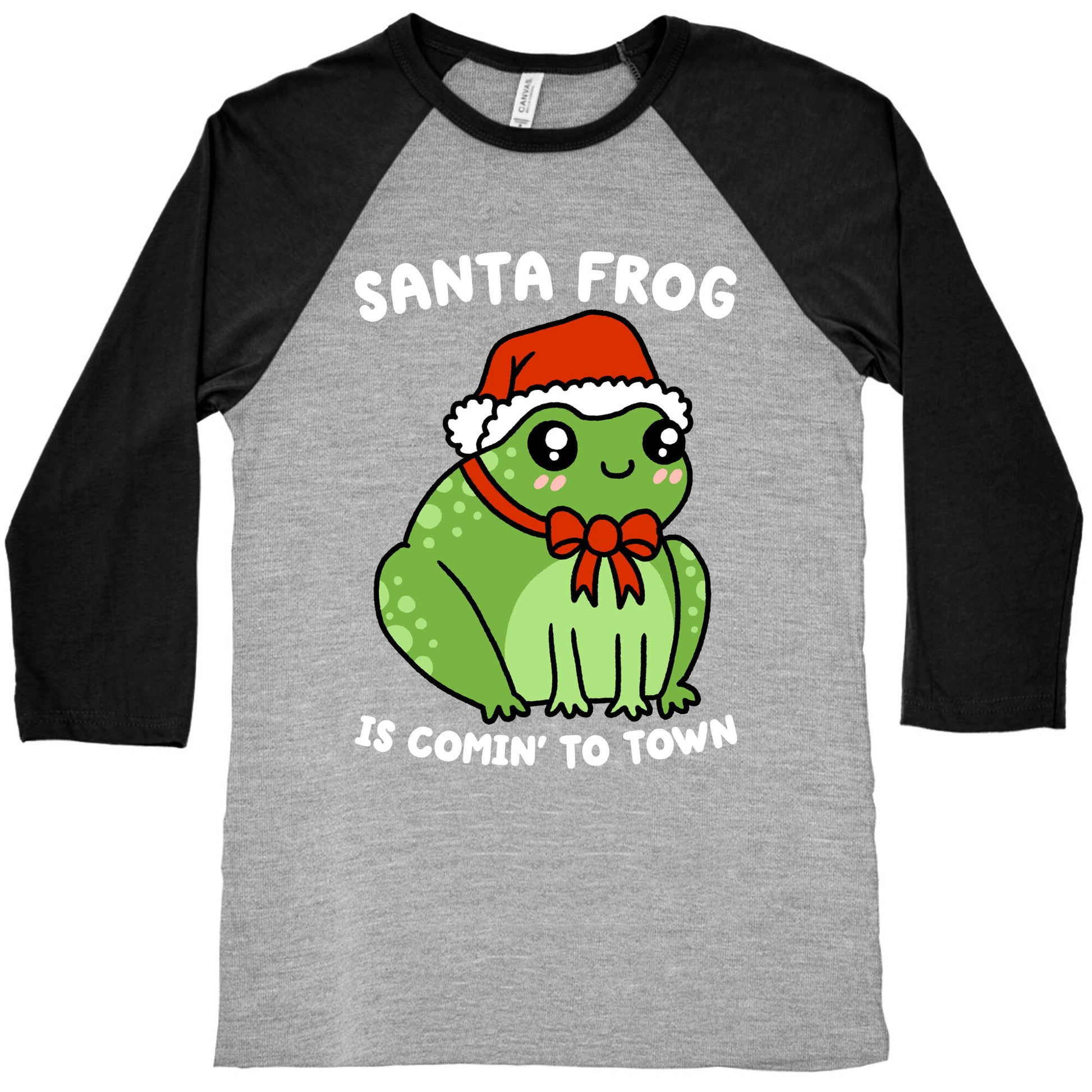 Santa Frog Is Comin' To Town Baseball Tee