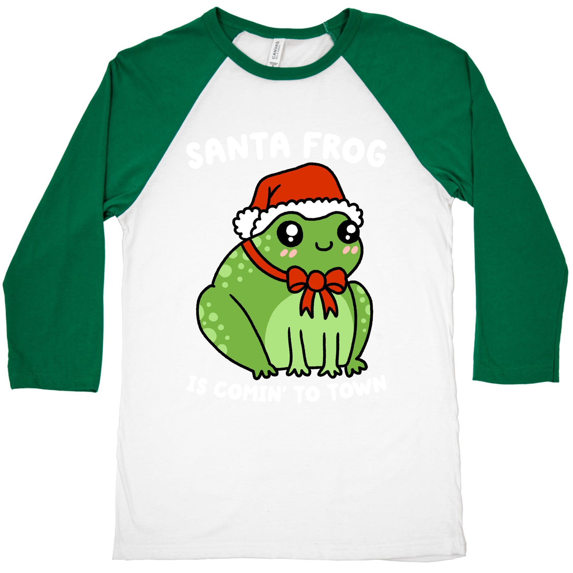 Santa Frog Is Comin' To Town Baseball Tee