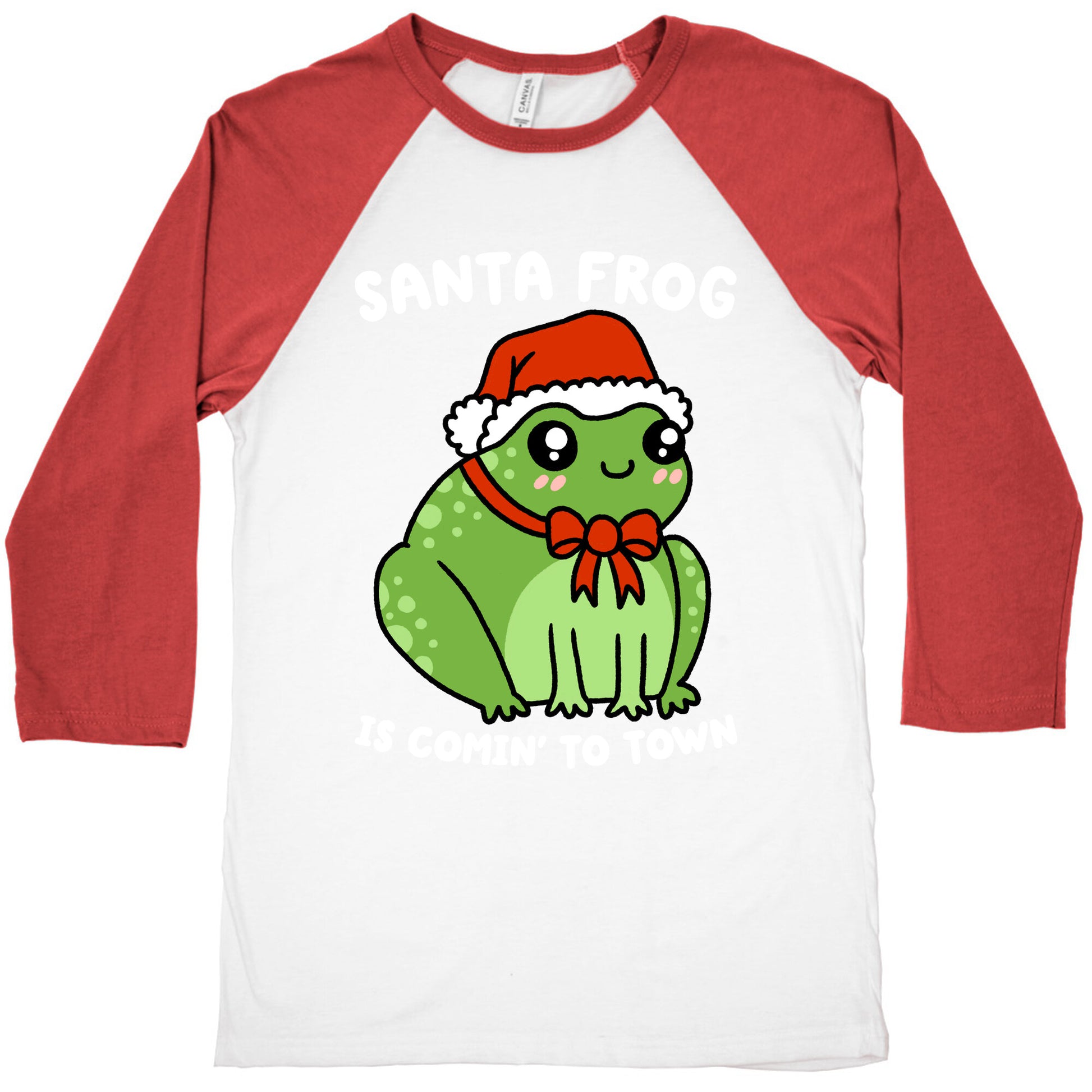 Santa Frog Is Comin' To Town Baseball Tee