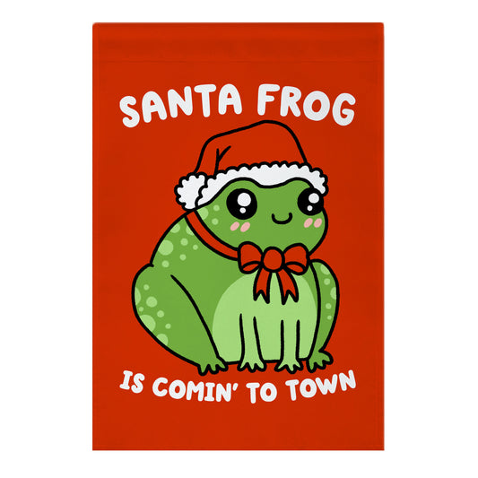 Santa Frog Is Comin' To Town Garden Flag