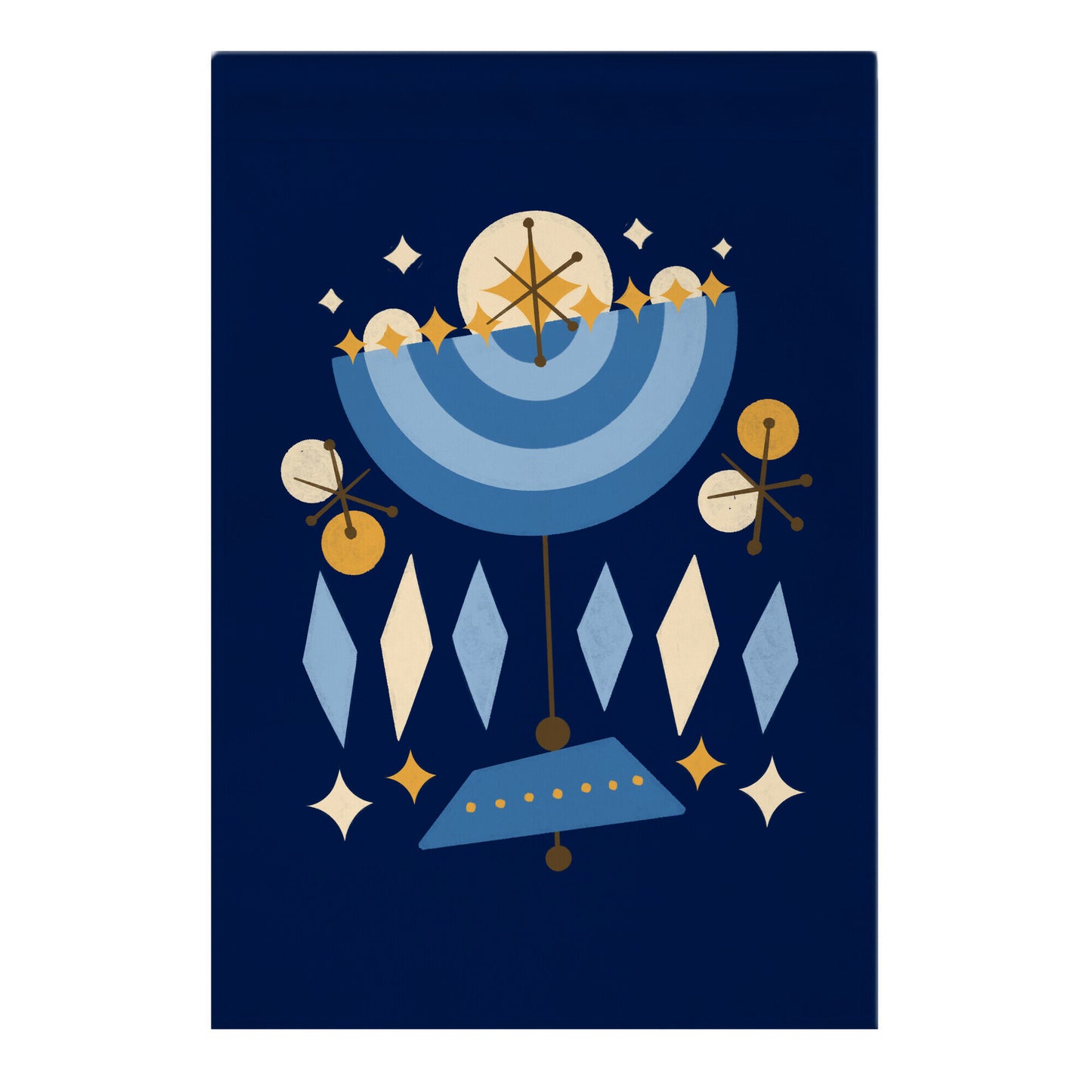 Mid-Century Modern Menorah (Hanukkah) Garden Flag