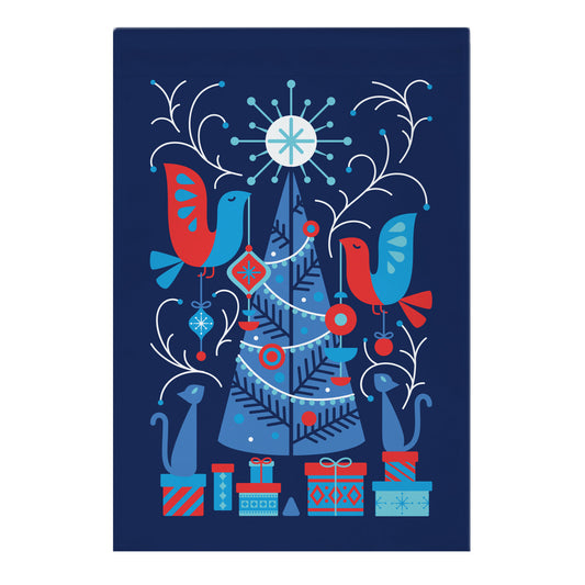 Vintage Christmas Tree Decorating Garden Flag