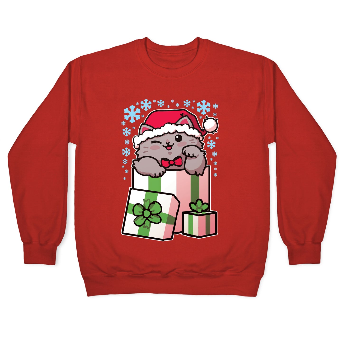 Cute Christmas Cat Crewneck Sweatshirt