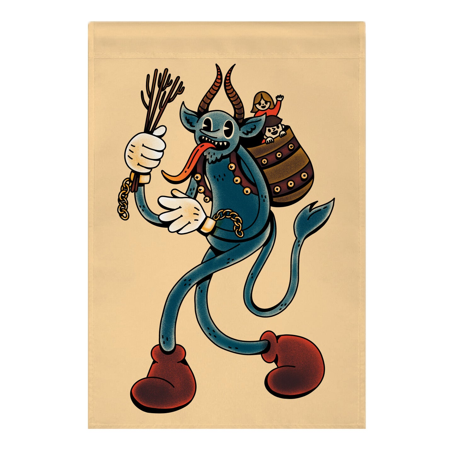 Krampus Cartoon Garden Flag