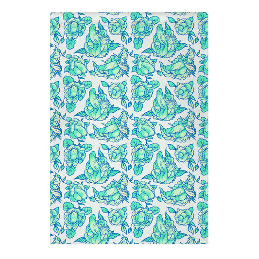 Floral Penis Pattern Teal Garden Flag