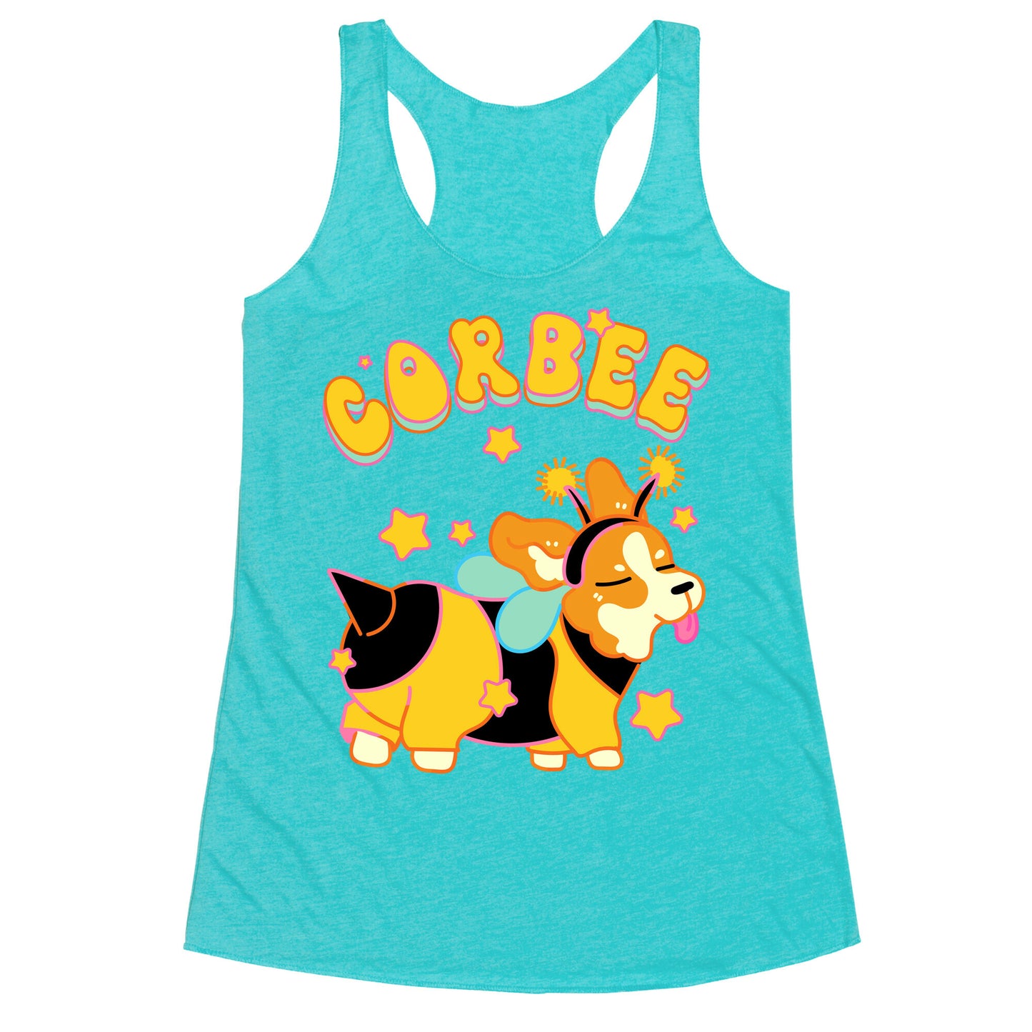 Corbee Corgi in a Bee Costume Racerback Tank