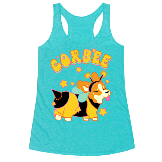 Corbee Corgi in a Bee Costume Racerback Tank