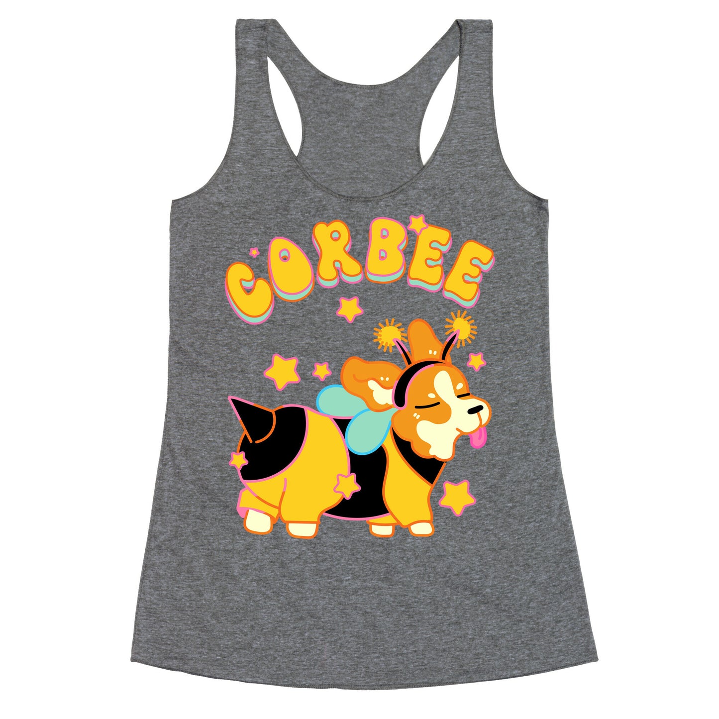 Corbee Corgi in a Bee Costume Racerback Tank