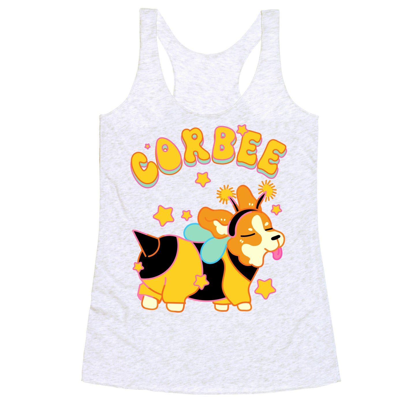Corbee Corgi in a Bee Costume Racerback Tank