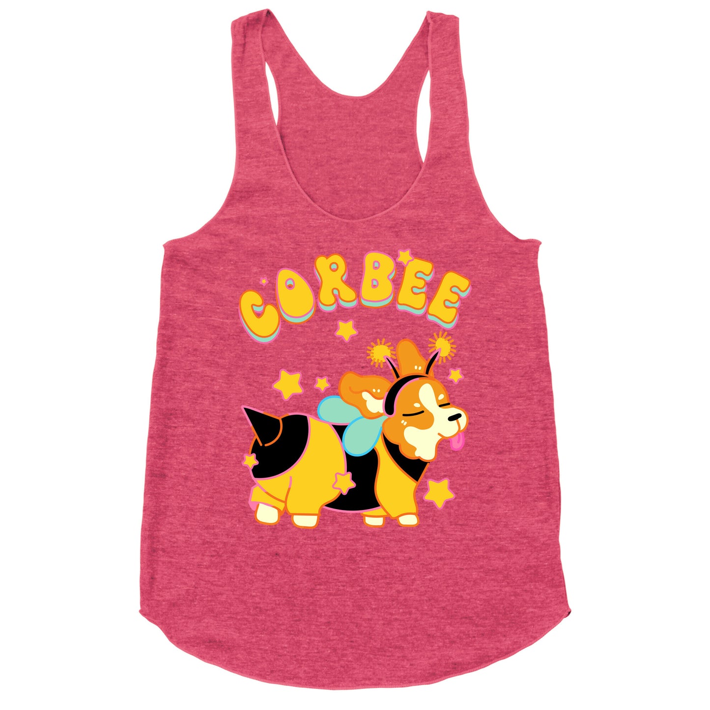 Corbee Corgi in a Bee Costume Racerback Tank