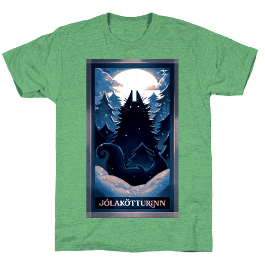 Yule Cat Tarot Card Jólakötturinn Unisex Triblend Tee