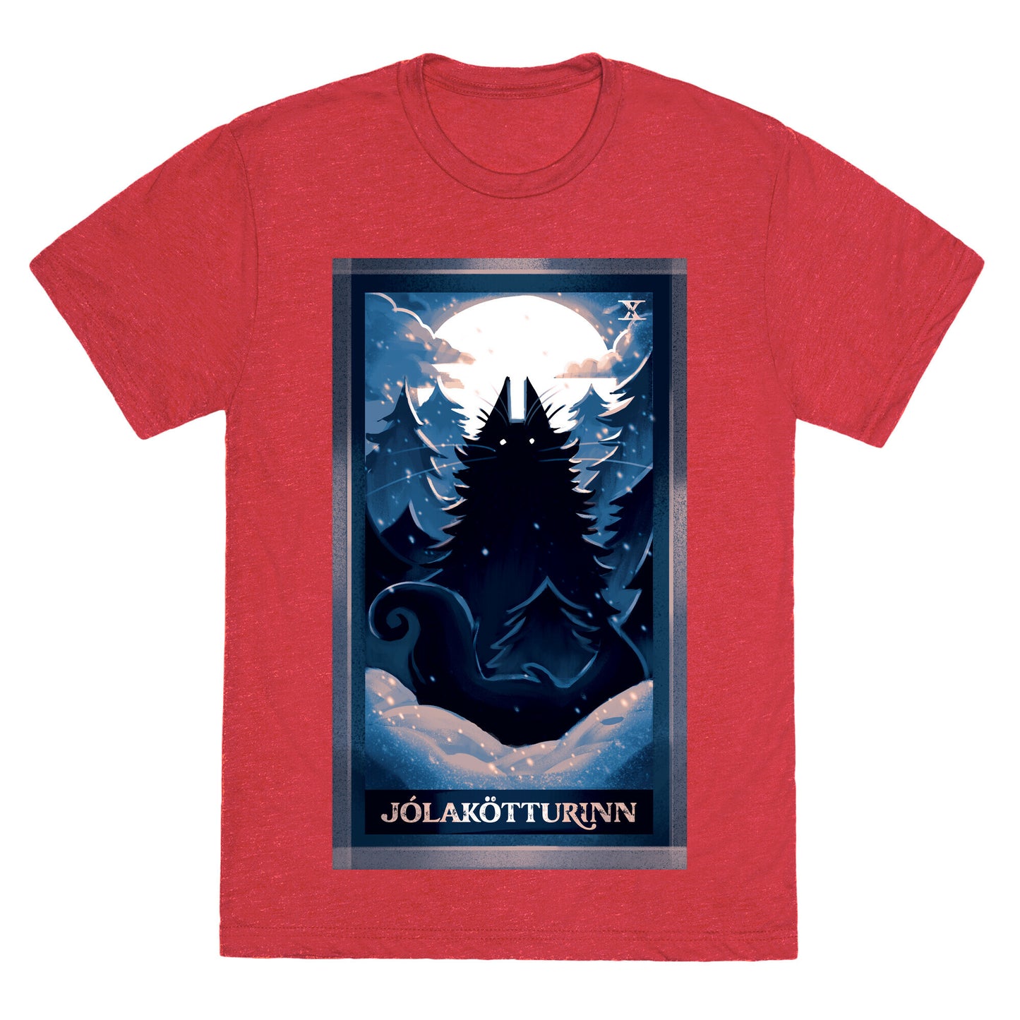 Yule Cat Tarot Card Jólakötturinn Unisex Triblend Tee