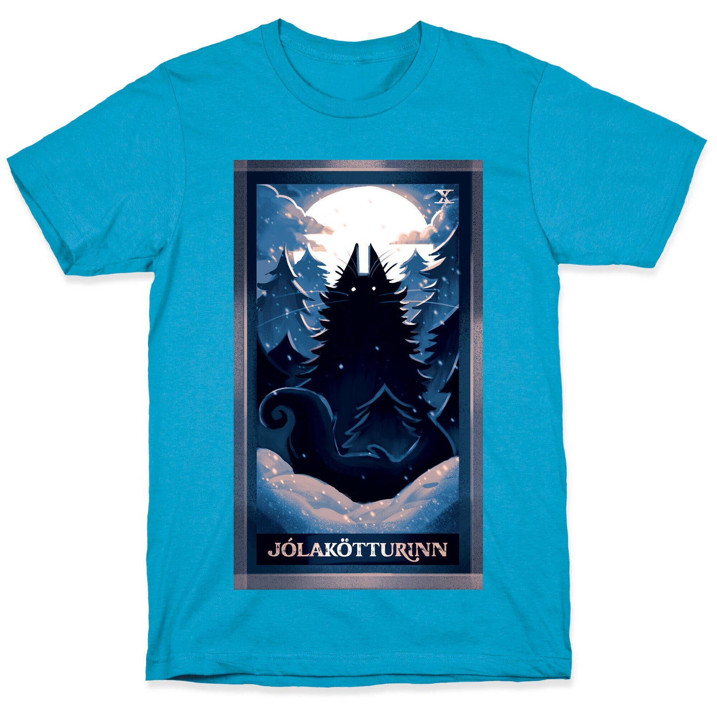 Yule Cat Tarot Card Jólakötturinn Unisex Triblend Tee
