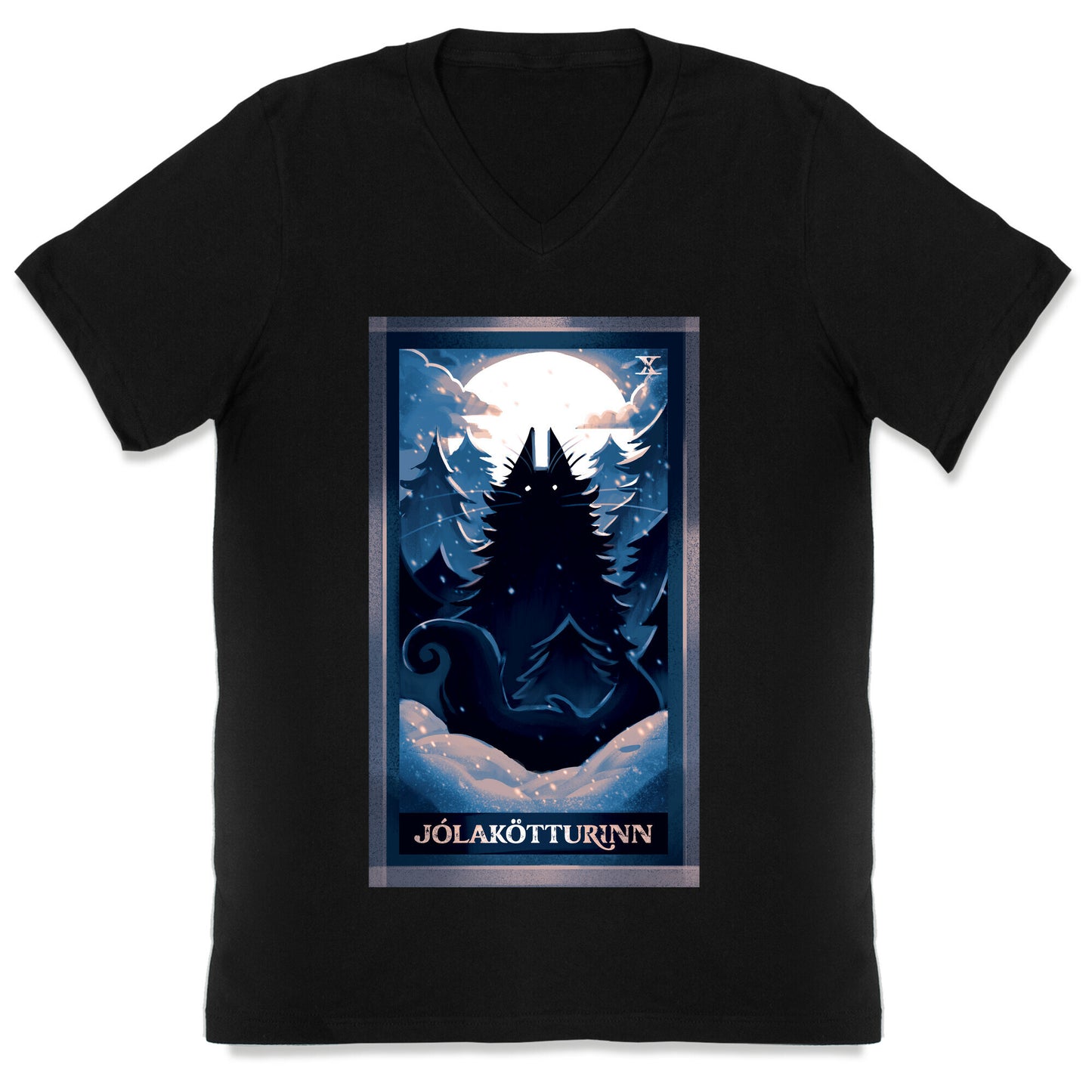Yule Cat Tarot Card Jólakötturinn V-Neck