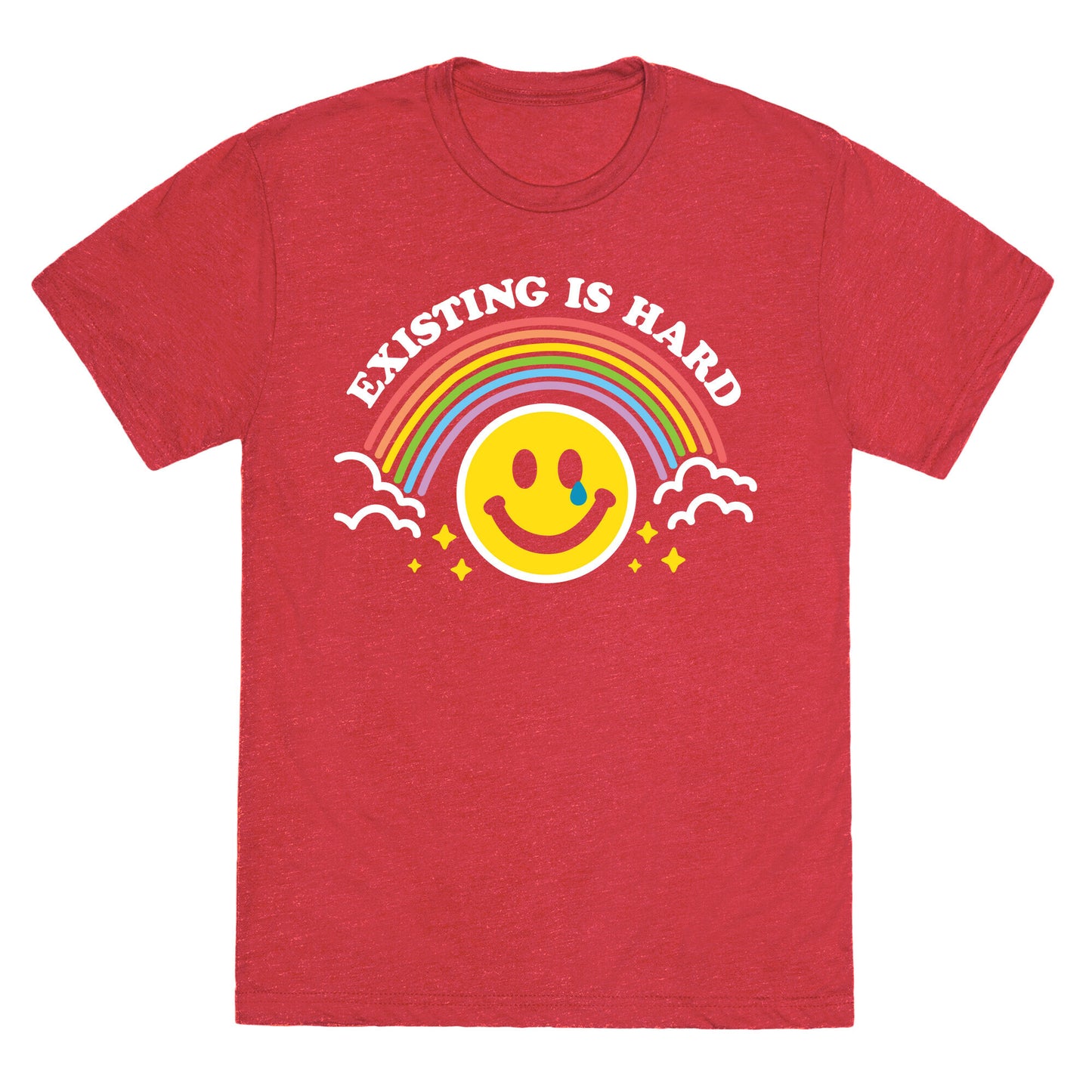 Existing Is Hard Rainbow Smile Unisex Triblend Tee