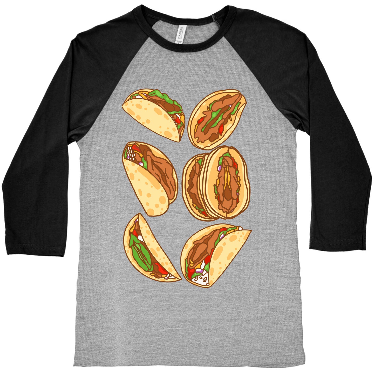 Taco Vulvas Pattern Baseball Tee
