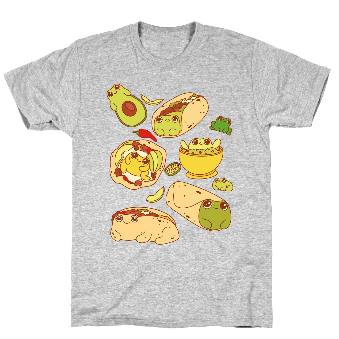 Mexican Food Frogs Pattern T-Shirt