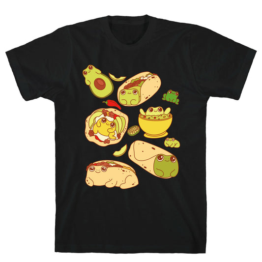 Mexican Food Frogs Pattern T-Shirt