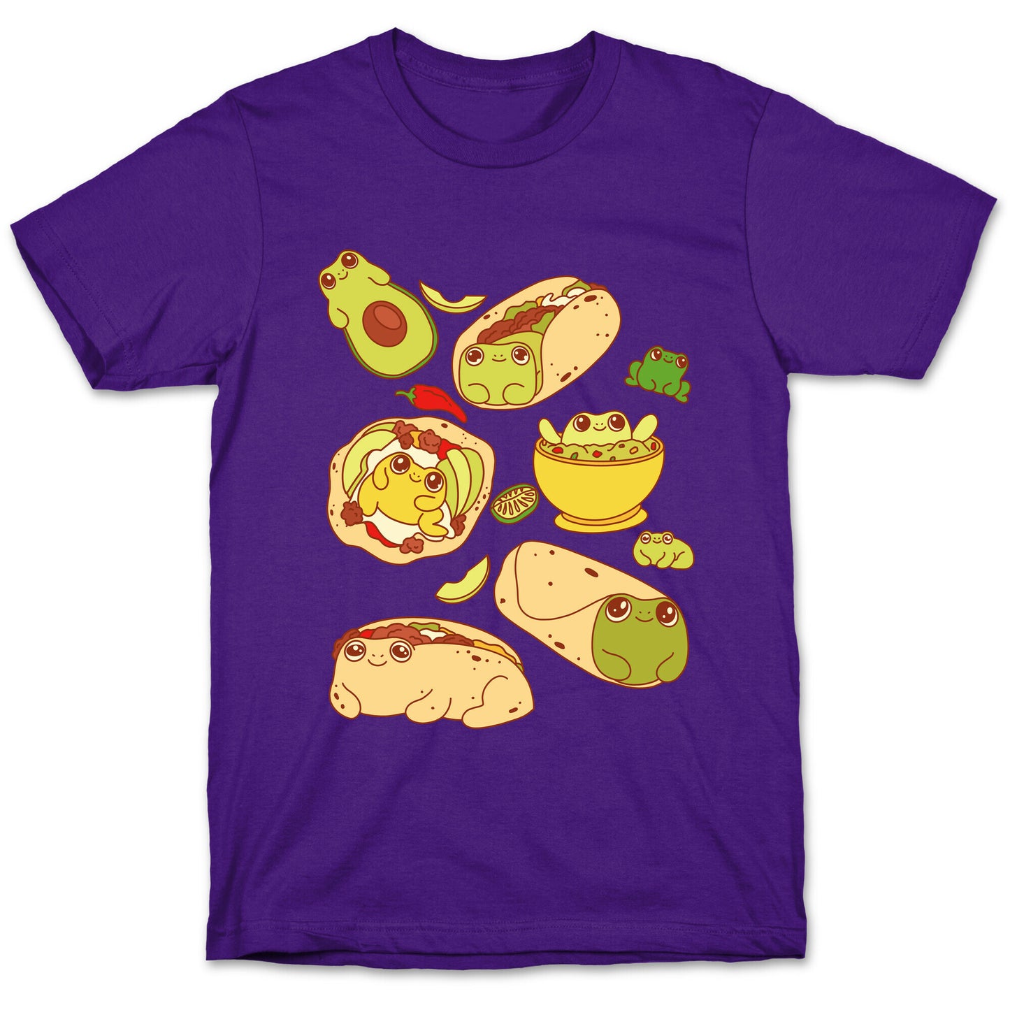 Mexican Food Frogs Pattern T-Shirt