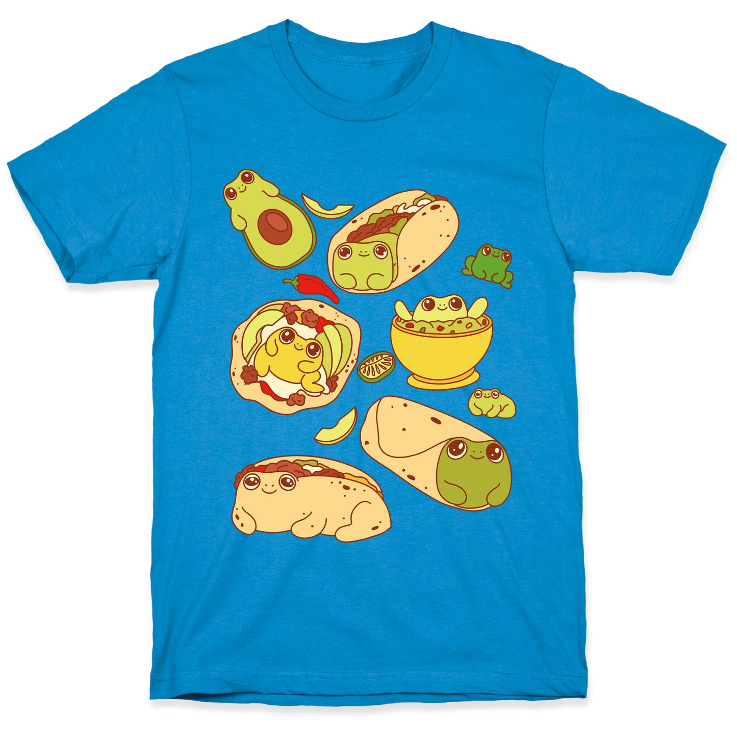 Mexican Food Frogs Pattern T-Shirt