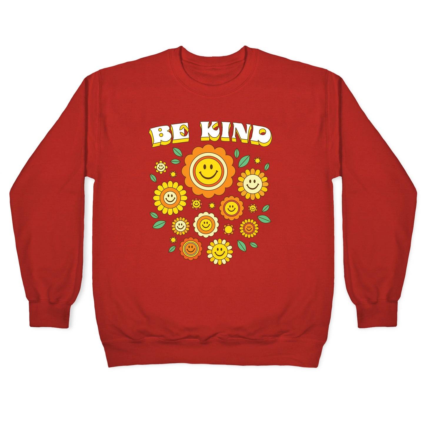 Be Kind Flower Power Smileys Crewneck Sweatshirt