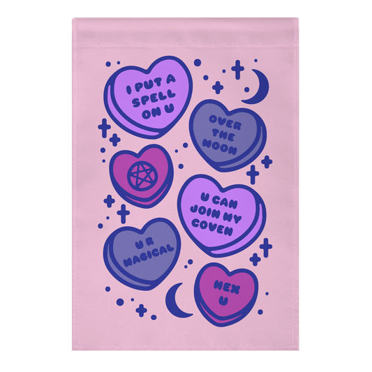 Witchy Candy Hearts Garden Flag