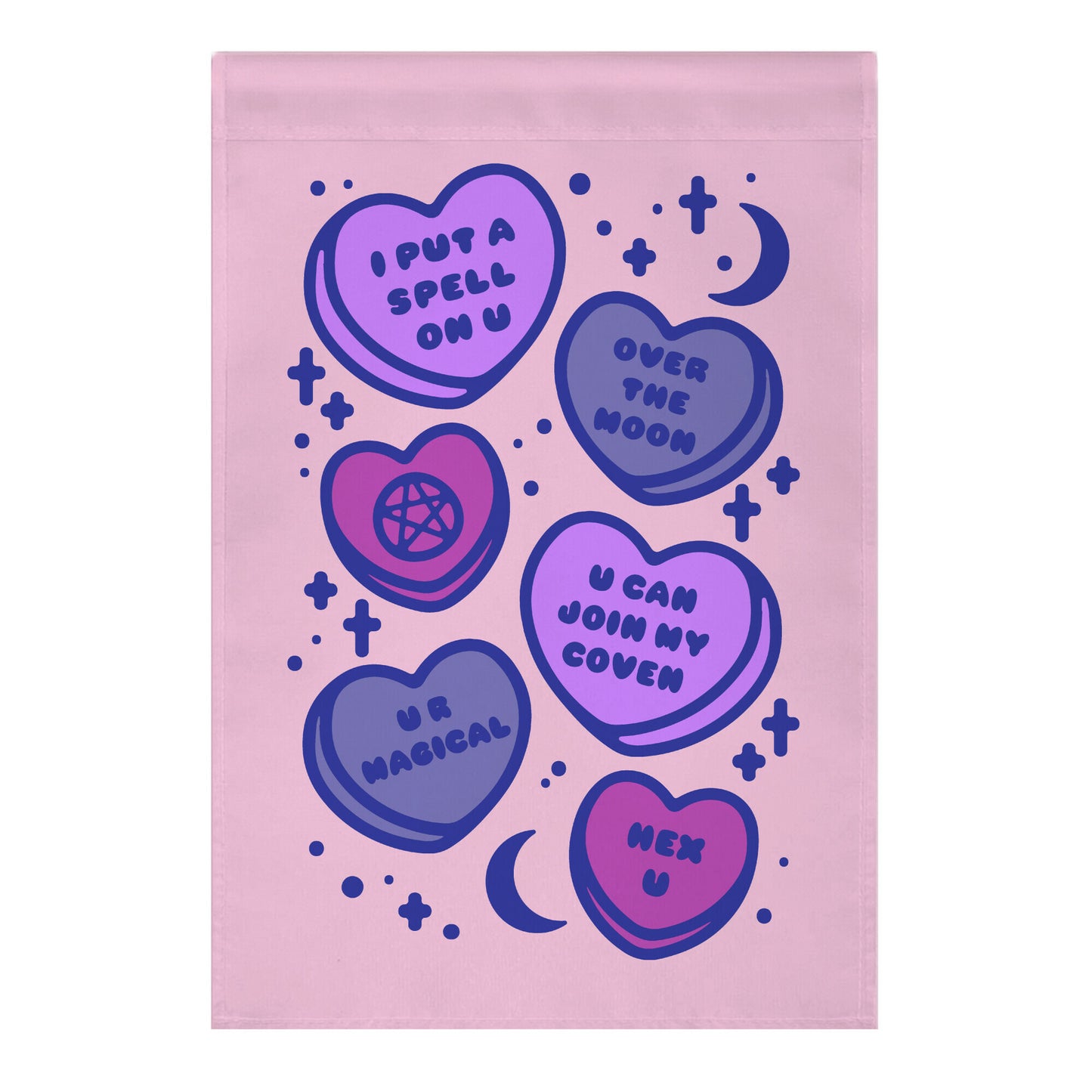 Witchy Candy Hearts Garden Flag