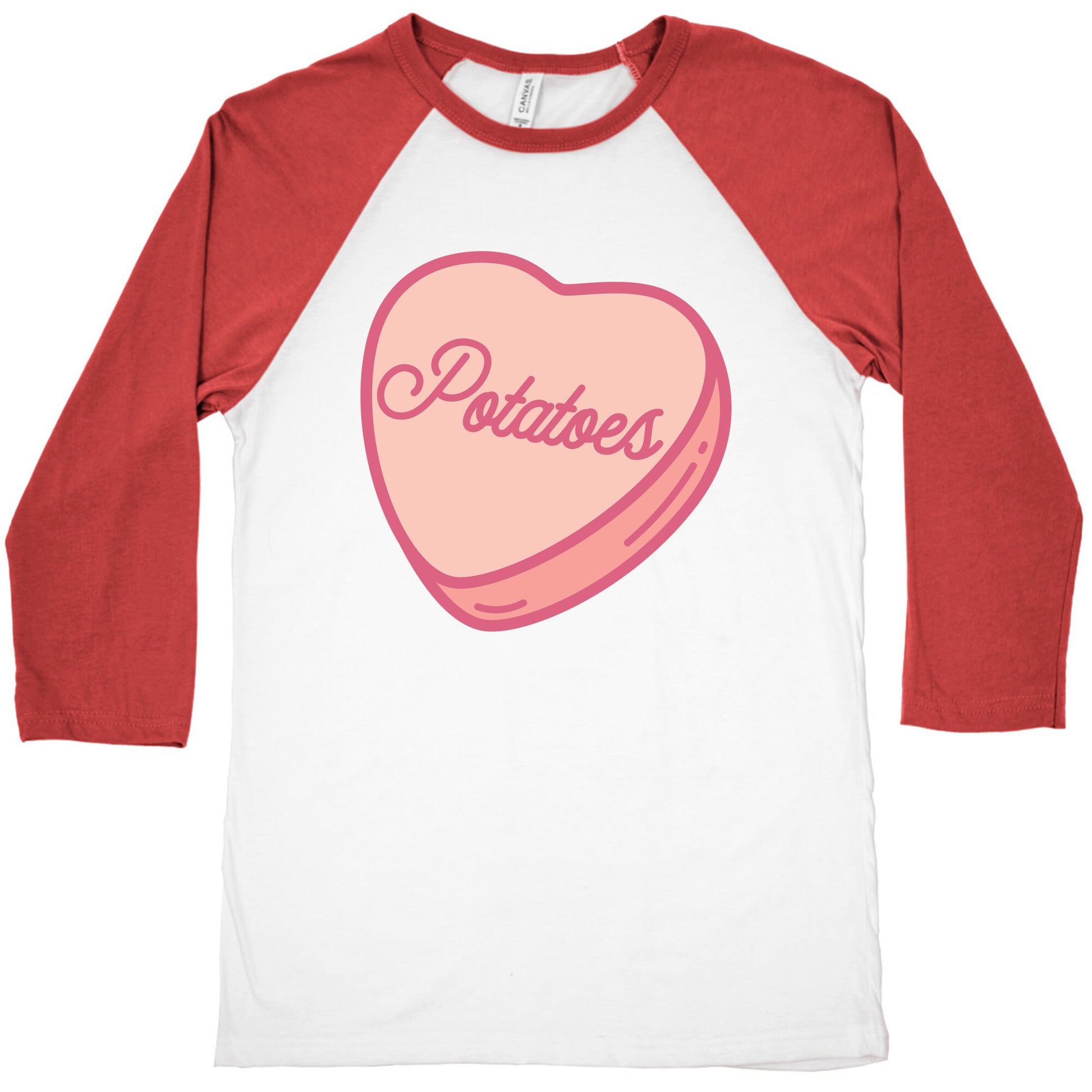Potatoes Candy Heart Baseball Tee
