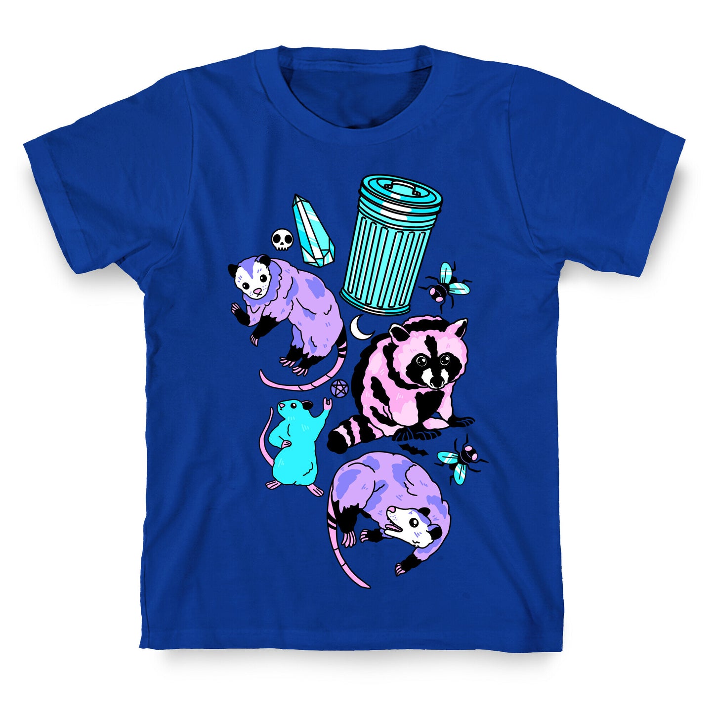 Pastel Goth Trash Animals Pattern T-Shirt
