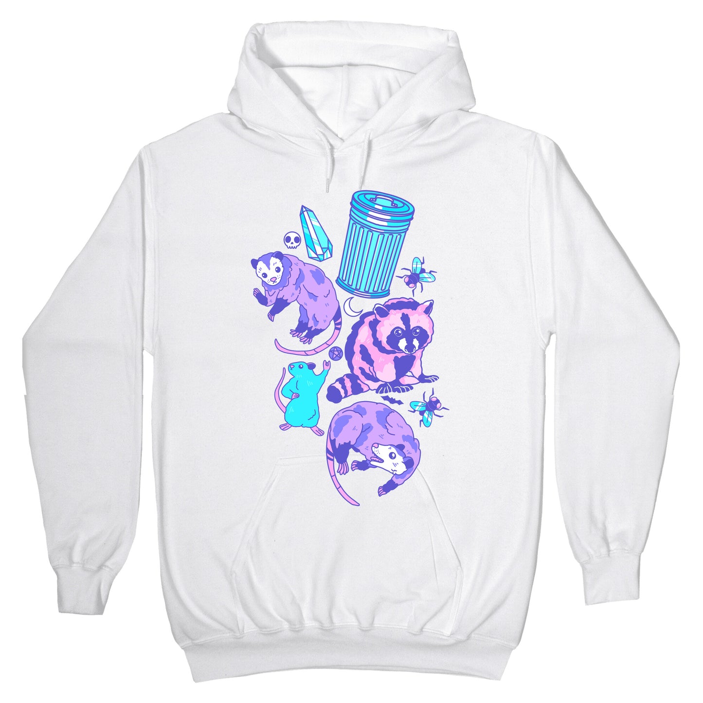 Pastel Goth Trash Animals Pattern Hoodie