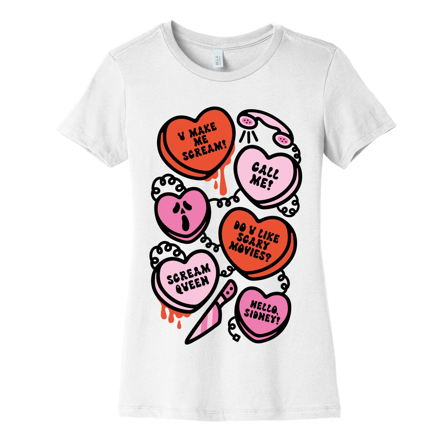 Scream Queen Candy Hearts Parody Women's Cotton Tee