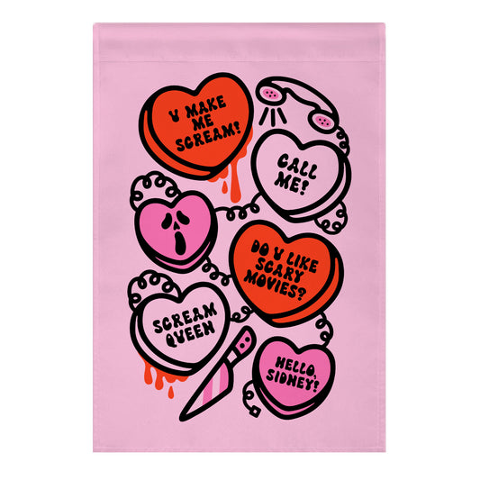 Scream Queen Candy Hearts Parody Garden Flag