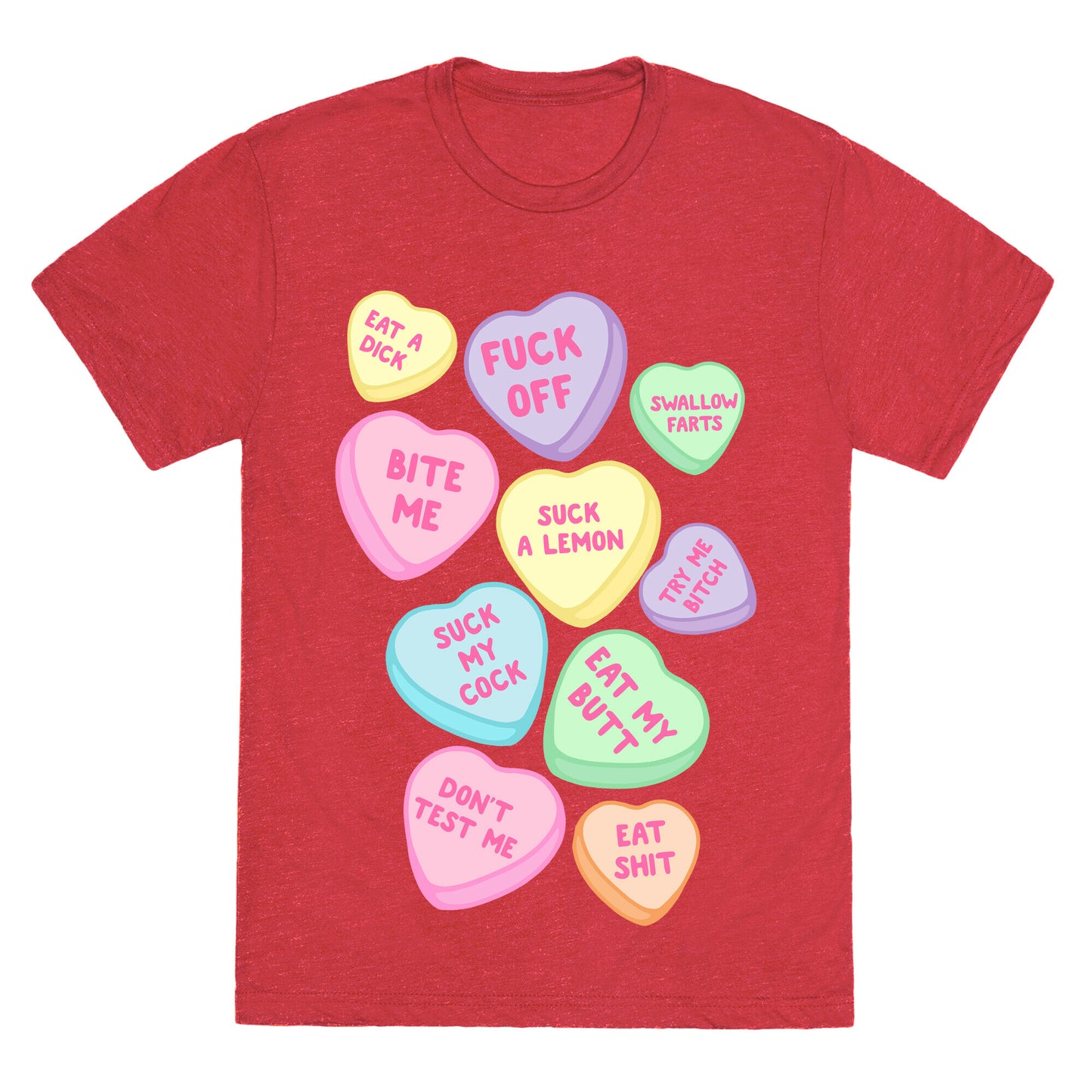 Rude Sassy Candy Hearts Pattern Unisex Triblend Tee