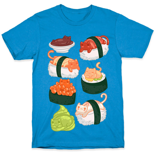 Sushi Cats Pattern T-Shirt