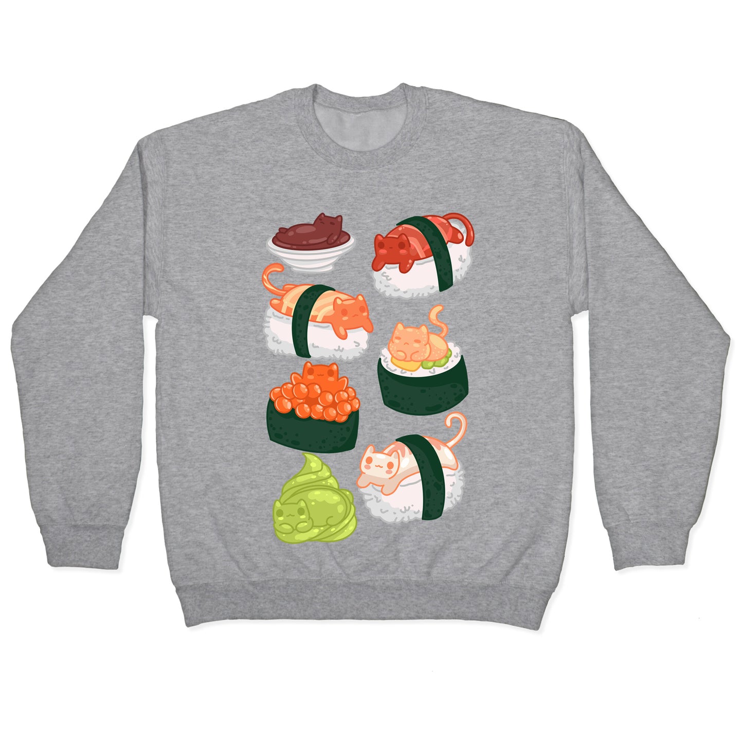Sushi Cats Pattern Crewneck Sweatshirt