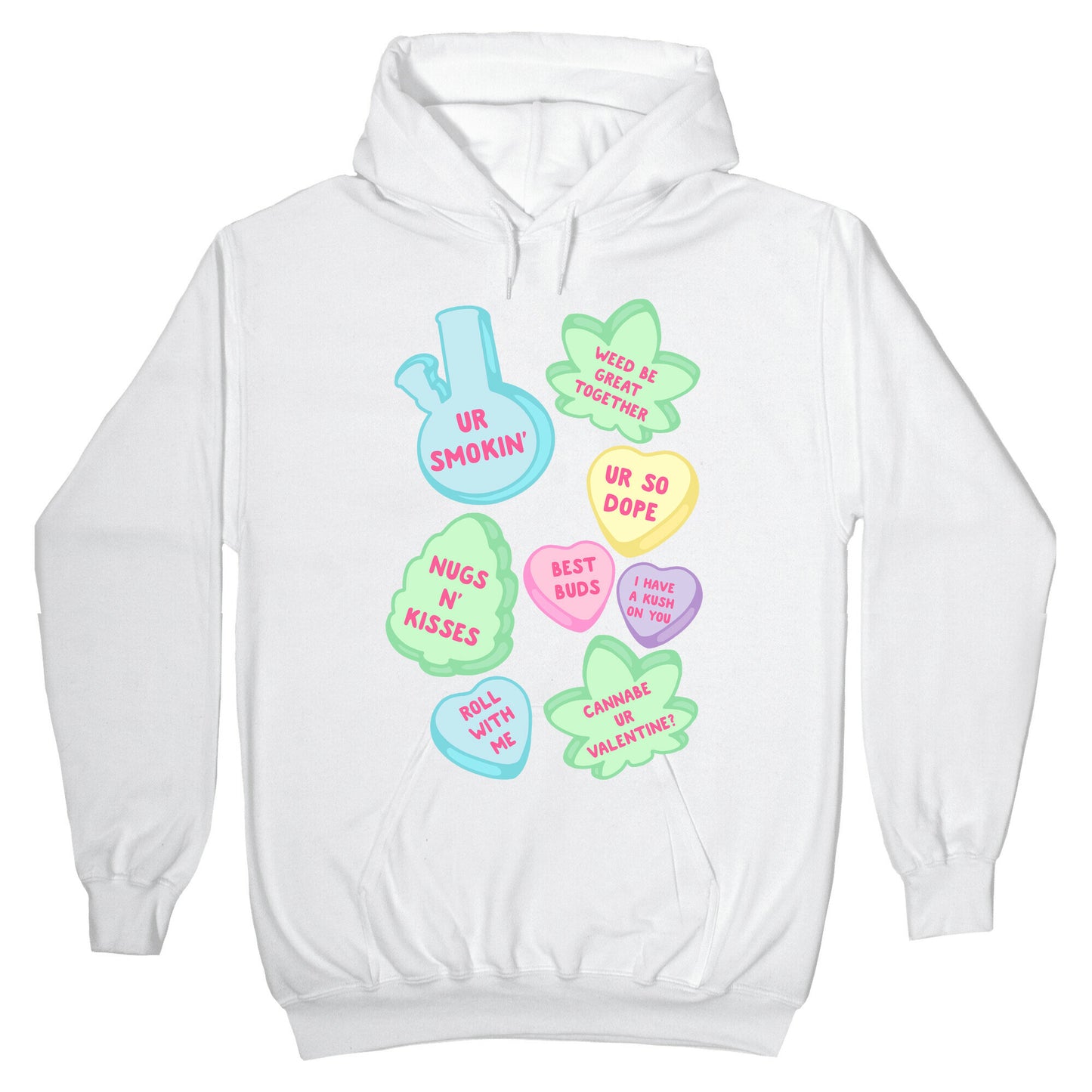 Weed Candy Hearts Pattern Hoodie