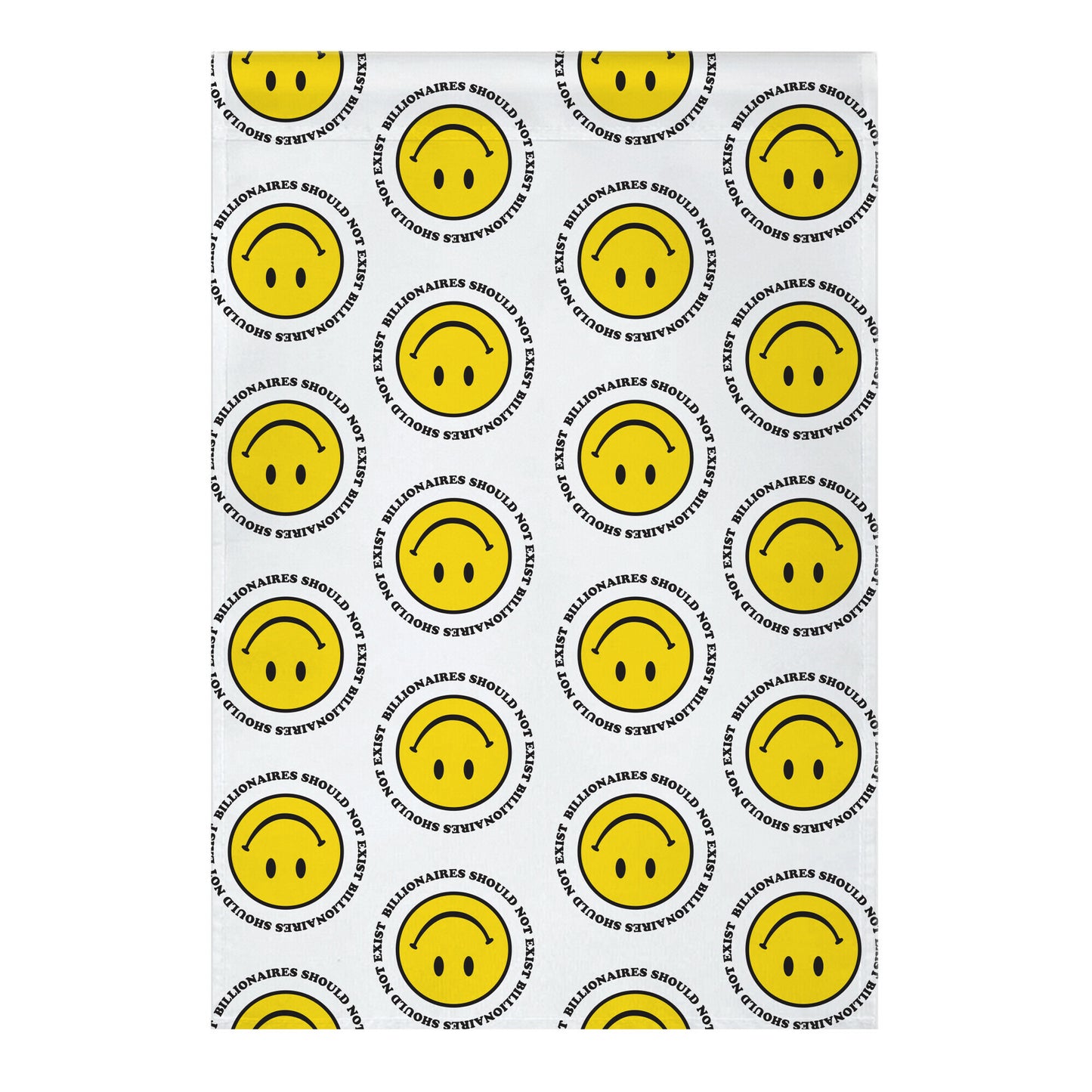 Billionaires Should Not Exist Upside-Down Smiley Face Garden Flag