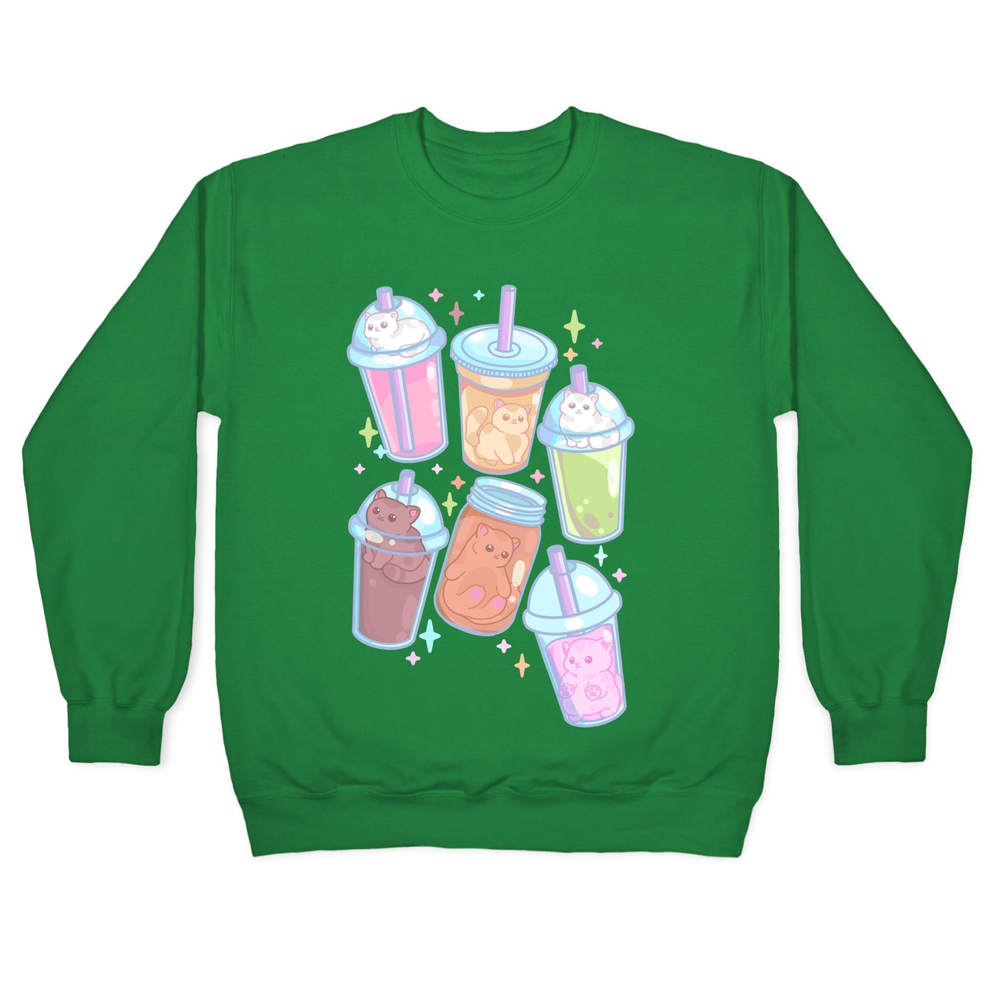 Kawaii Cat Cafe Drinks Crewneck Sweatshirt