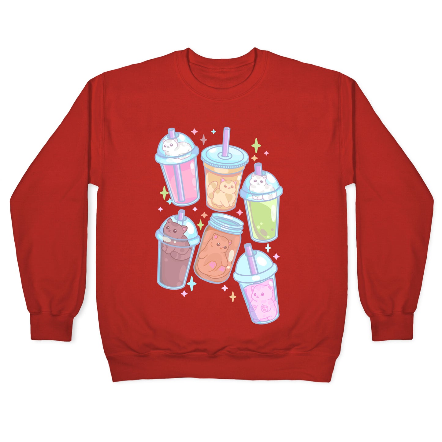 Kawaii Cat Cafe Drinks Crewneck Sweatshirt