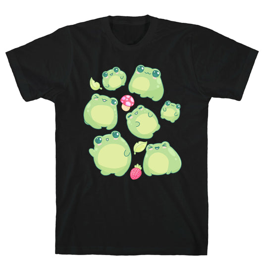 Kawaii Frogs Pattern T-Shirt
