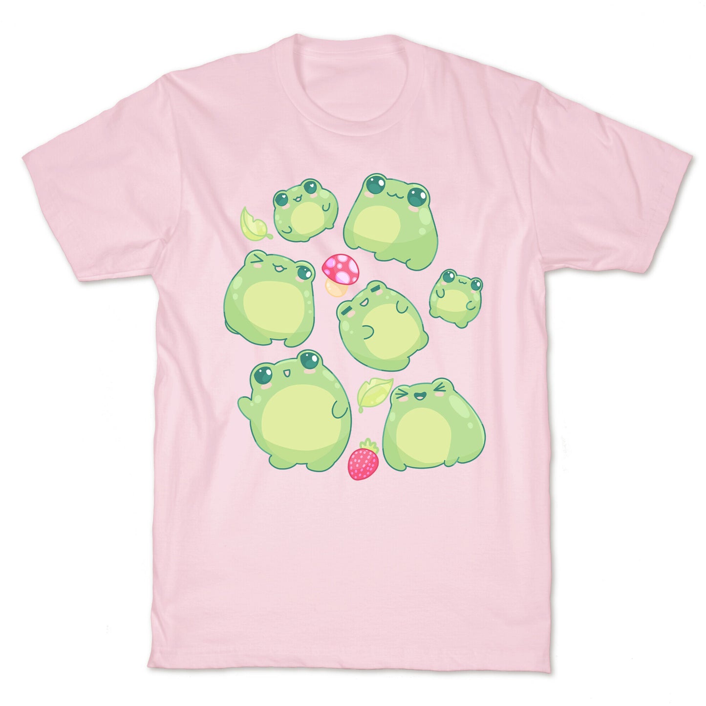 Kawaii Frogs Pattern T-Shirt