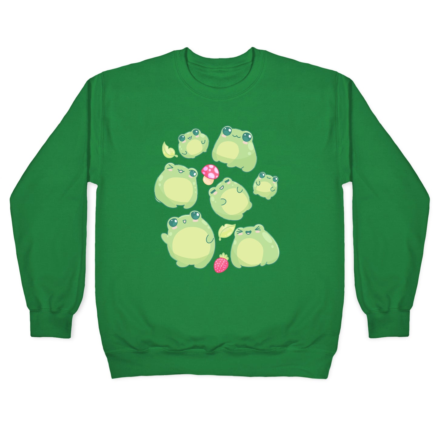 Kawaii Frogs Pattern Crewneck Sweatshirt