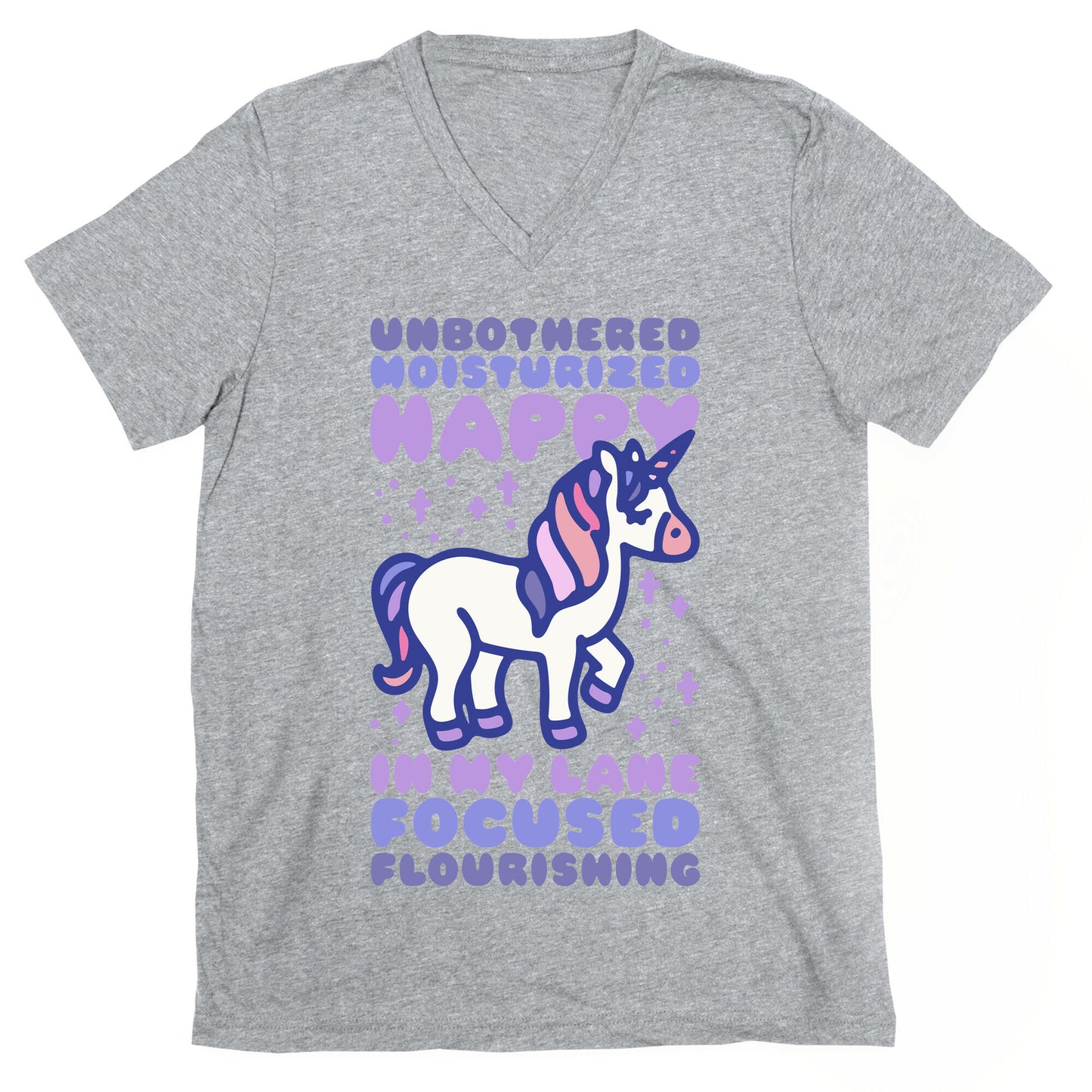 Unbothered Moisturized Happy Unicorn V-Neck