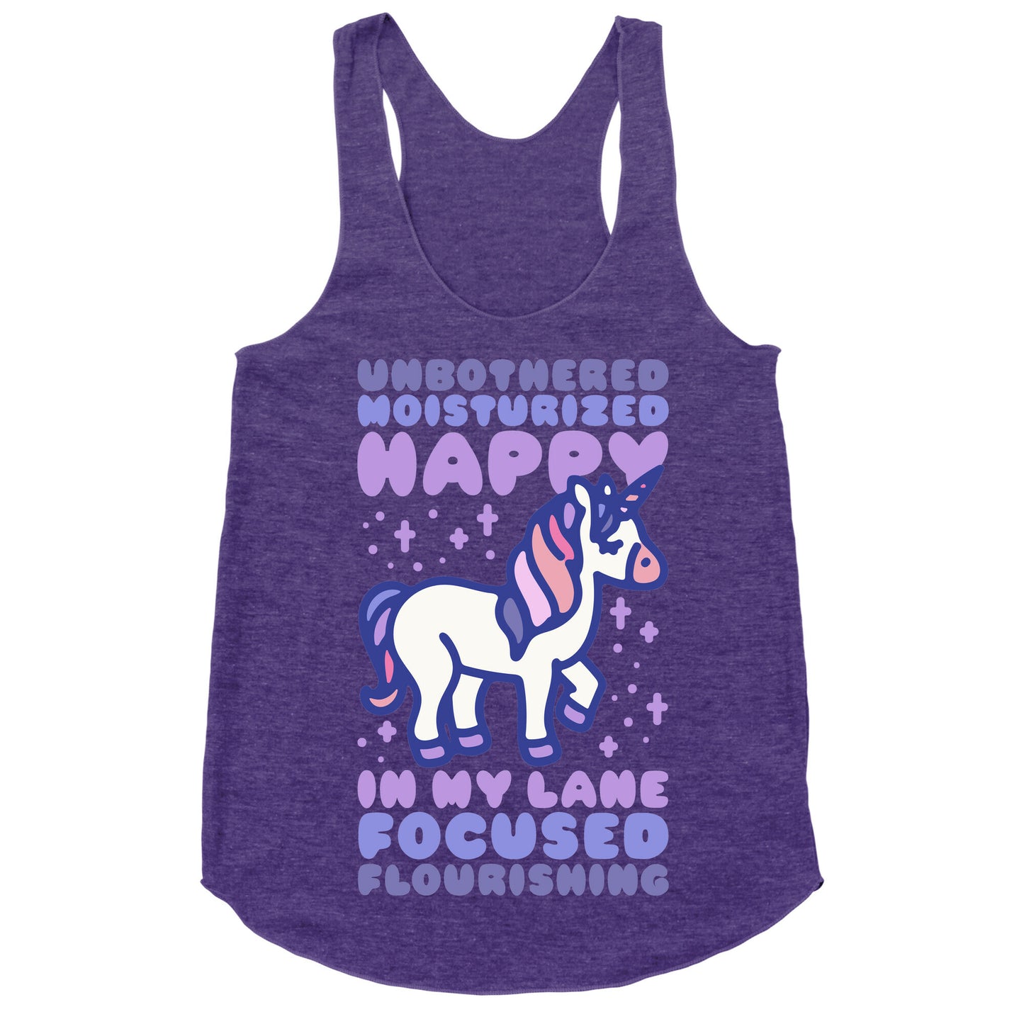 Unbothered Moisturized Happy Unicorn Racerback Tank