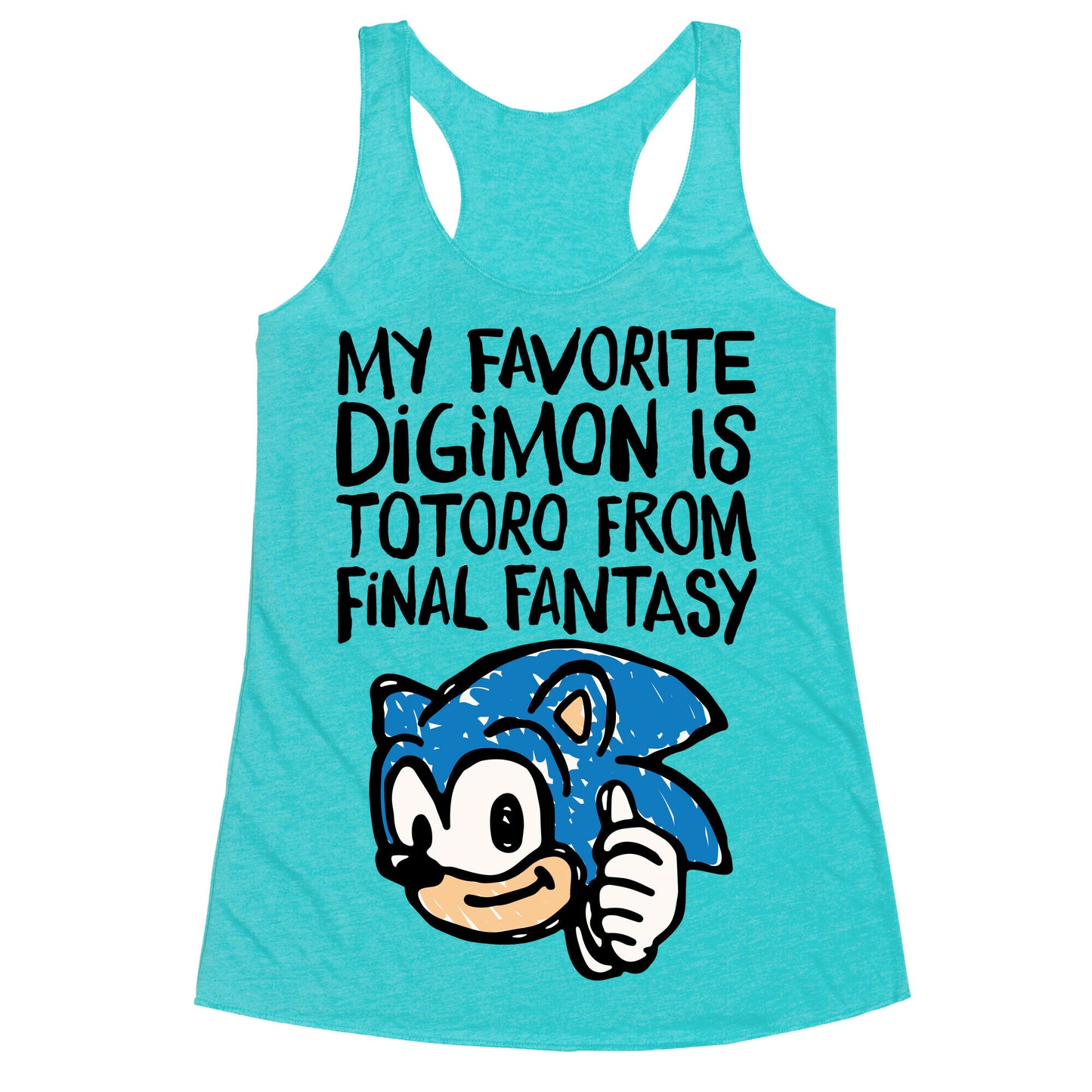 My Favorite Digimon Is Totoro From Final Fantasy Parody Racerback Tank