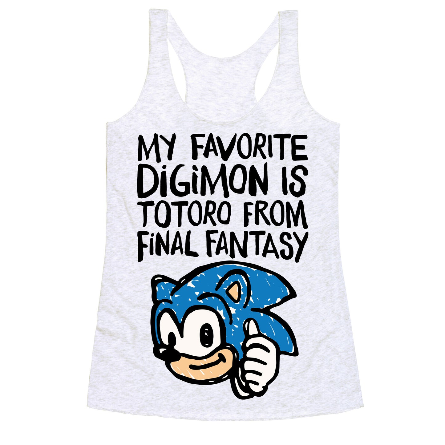 My Favorite Digimon Is Totoro From Final Fantasy Parody Racerback Tank