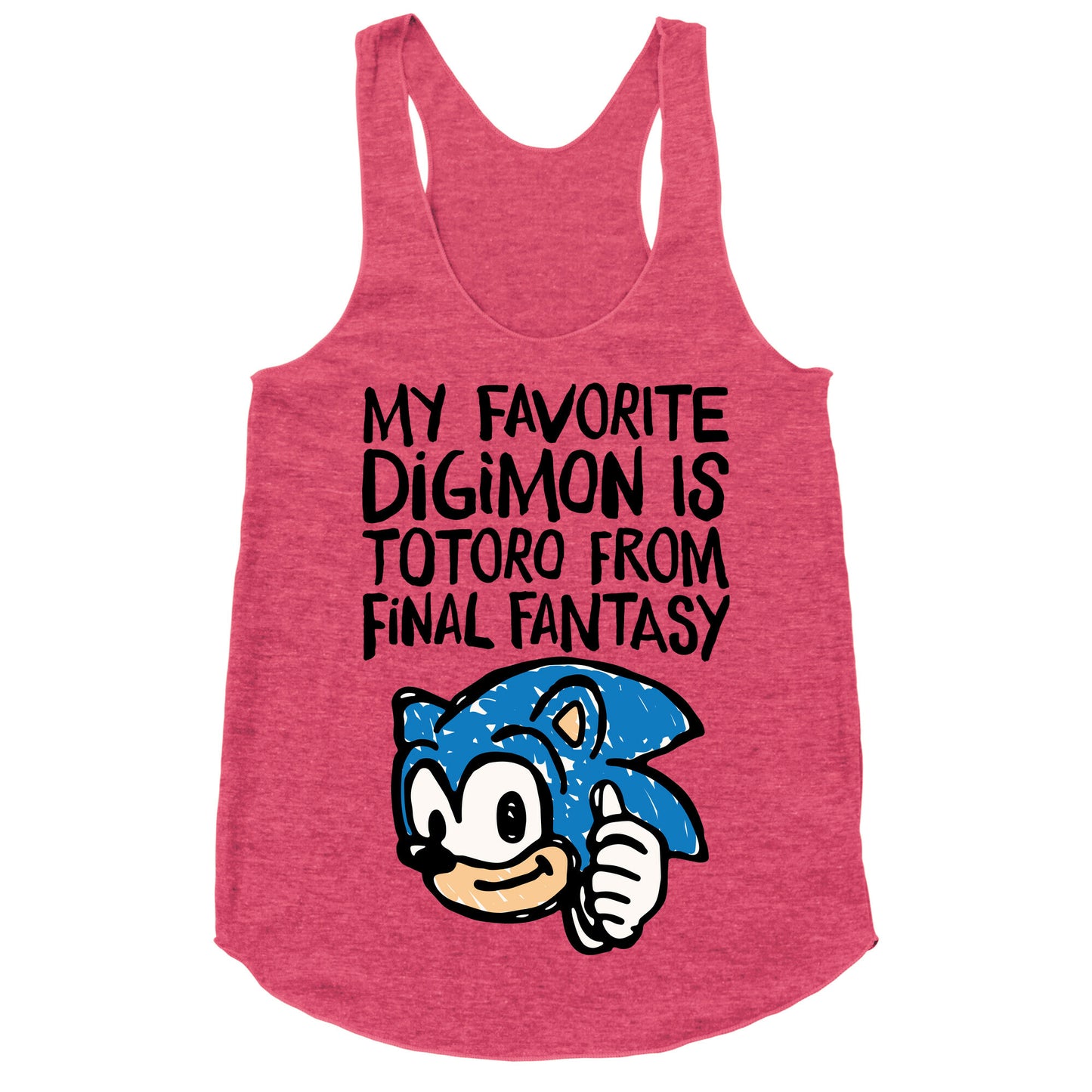 My Favorite Digimon Is Totoro From Final Fantasy Parody Racerback Tank