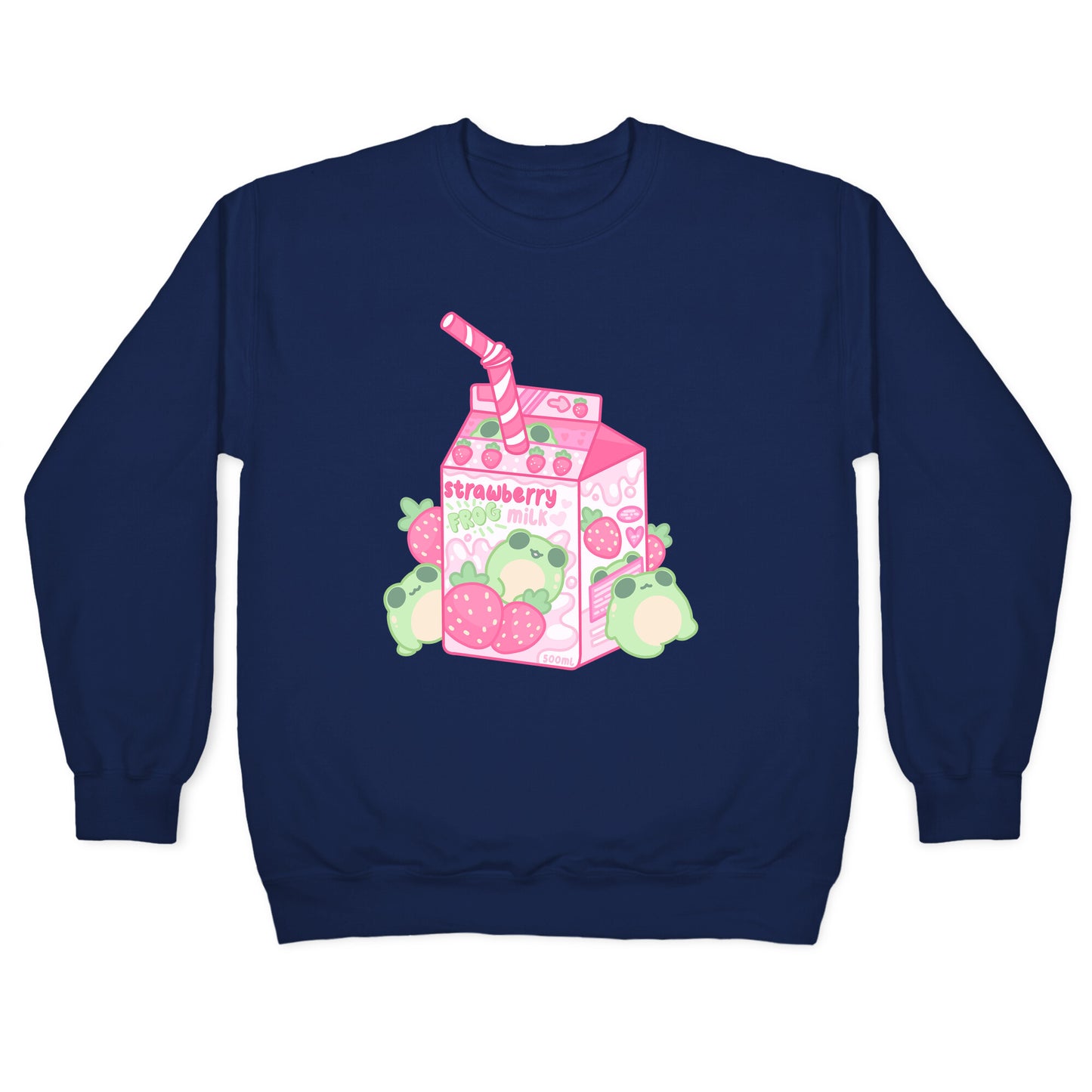 Kawaii Strawberry Frog Milk Crewneck Sweatshirt