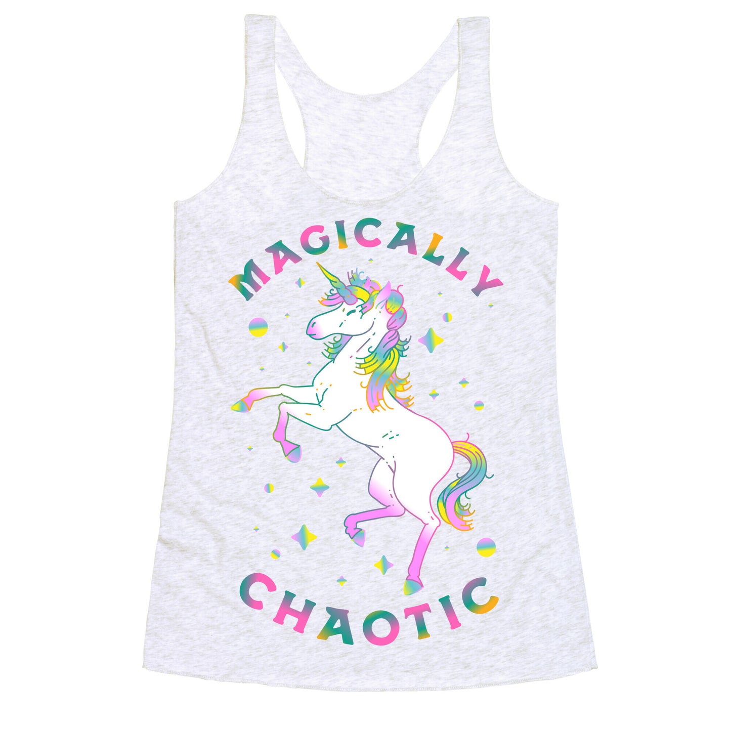 Magically Chaotic Unicorn Racerback Tank